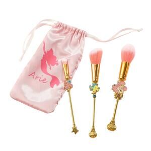 Disney Little Mermaid 3pc Pink Makeup Brush Set w/ Ariel Pouch Collectors Gift